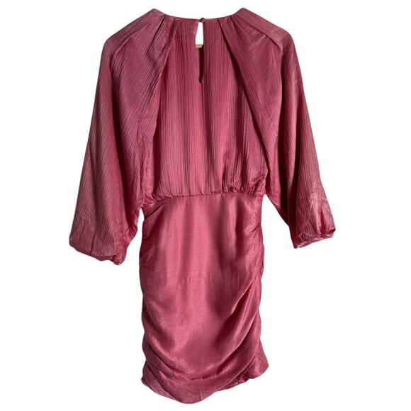 Veronica Beard Gracelynn Pink Ruched Satin Balloon Sleeve Mini Dress Size 0 - Picture 14 of 16